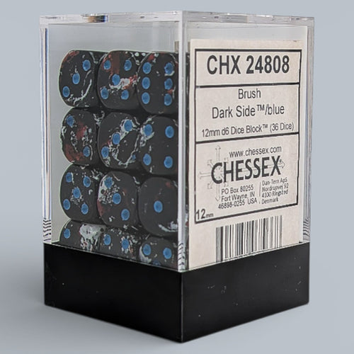 Chessex 36 Six-sided Dice: Brush Dark Side / Blue