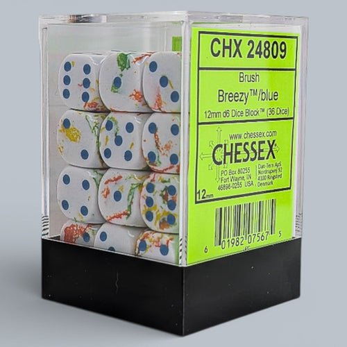 Chessex 36 Six-sided Dice: Brush Breezy / Blue