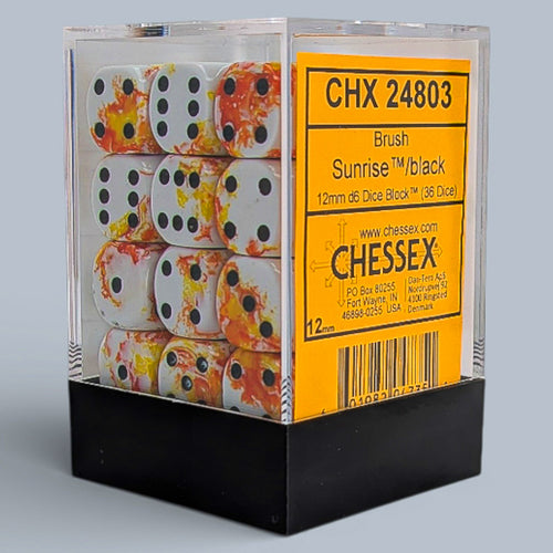 Chessex 36 Six-sided Dice: Brush Sunrise / Black