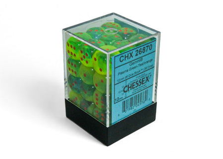 Chessex 36 Six-sided Dice: Gemini Plasma Green-Teal/Orange