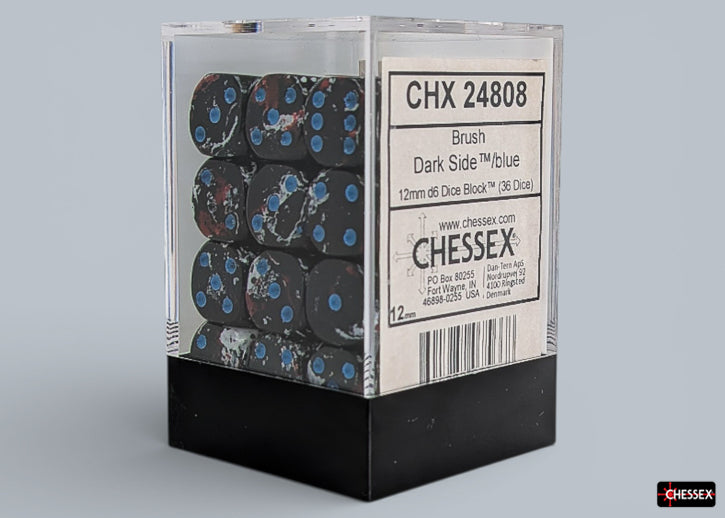 Chessex 36 Six-sided Dice: Brush Dark Side / Blue