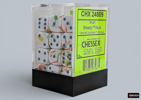 Chessex 36 Six-sided Dice: Brush Breezy / Blue