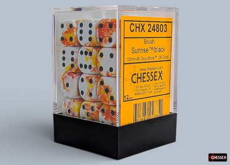 Chessex 36 Six-sided Dice: Brush Sunrise / Black