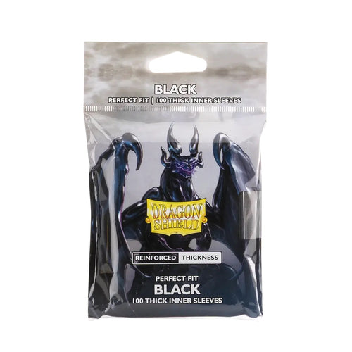 Dragon Shield Perfect Fit Thick Inner Sleeves - Black, CCG, Dragon Shield,- The Sword & Board