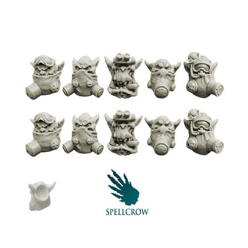 Orcs Heads in Gas Masks, Miniatures, Spellcrow,- The Sword & Board
