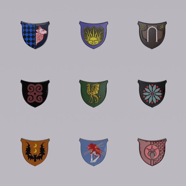 Dolmenwood Noble House Enamel Pin Set
