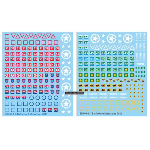 British (Late-War) Decal Set
