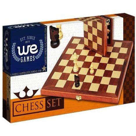 Wood Folding Chess Set with Beveled Edges - 11.5 inch Walnut Board