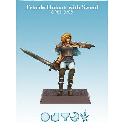 Female Human with Sword, Miniatures, Spellcrow,- The Sword & Board