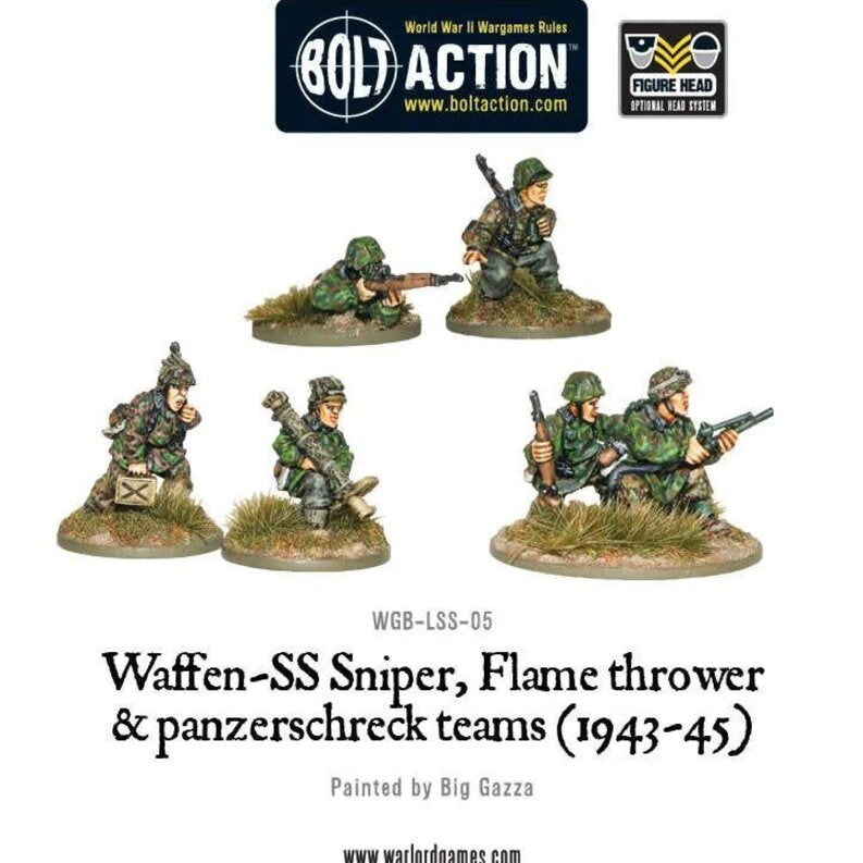 Bolt Action - Waffen SS Sniper, Flamethrower and Panzershreck team