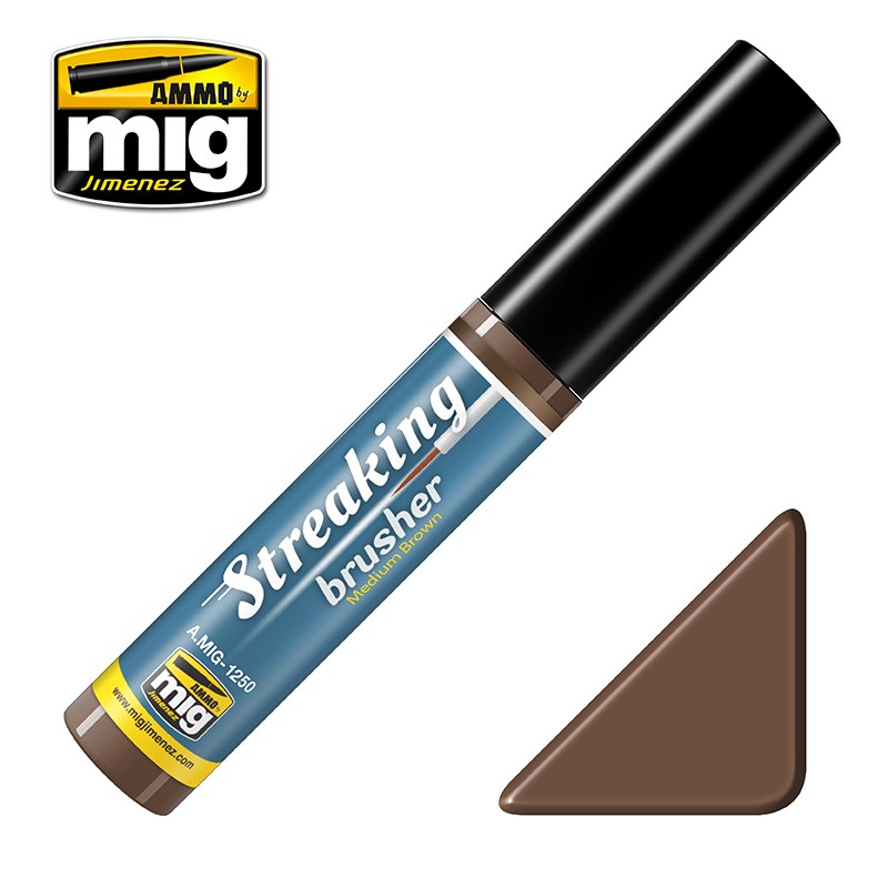 Ammo Mig Streakingbrusher - Medium Brown