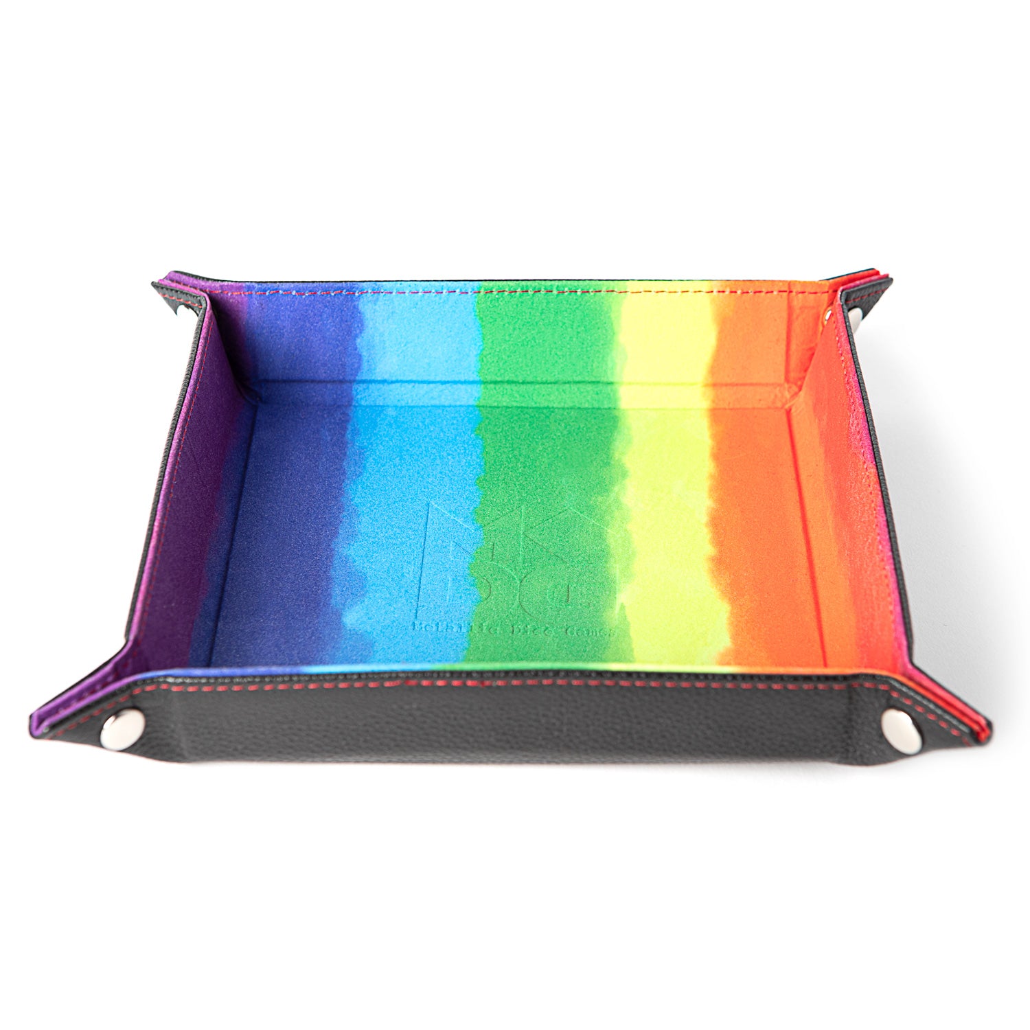 MDG Velvet Folding with Leather Backing - Rainbow Dice tray